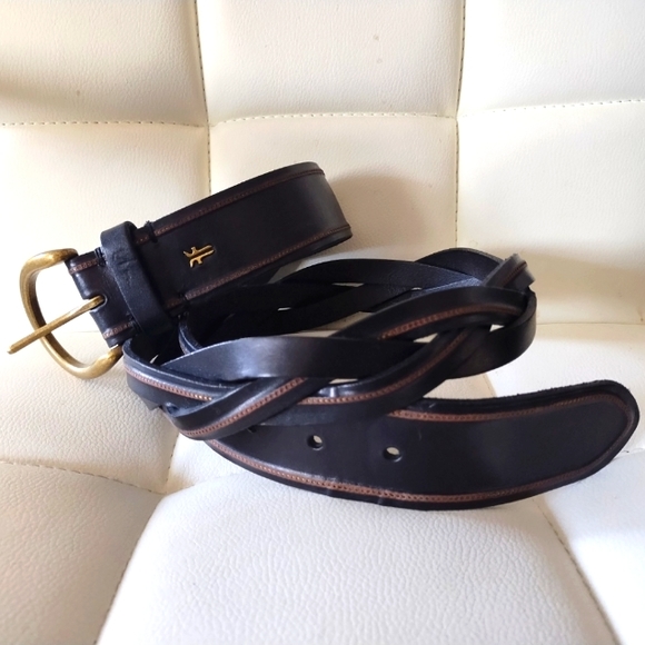 Frye | D-Ring Braided Genuine Leather Buckle Belt in Black - Picture 11 of 16